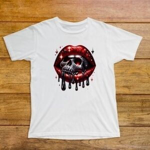 Skull Lips Halloween Graphic T Shirt